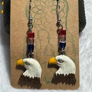 Eagle Head Earrings with Beads